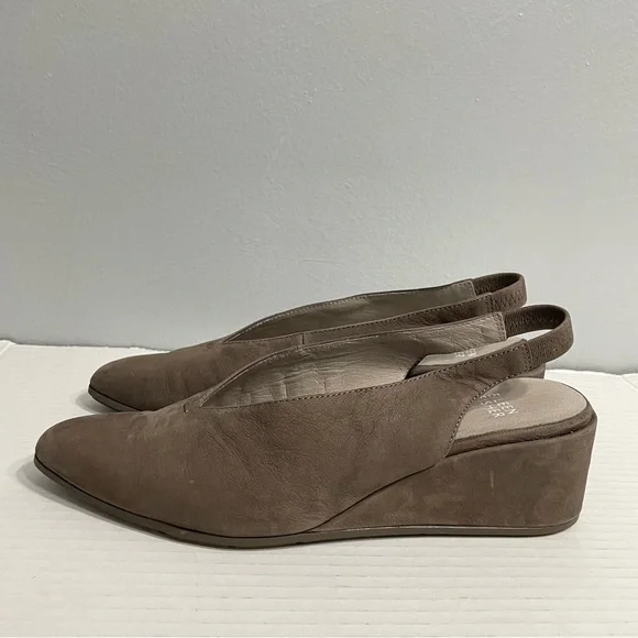 Eileen Fisher Devi Nubuck Slingback Wedge Sandals - Picture 4 of 11
